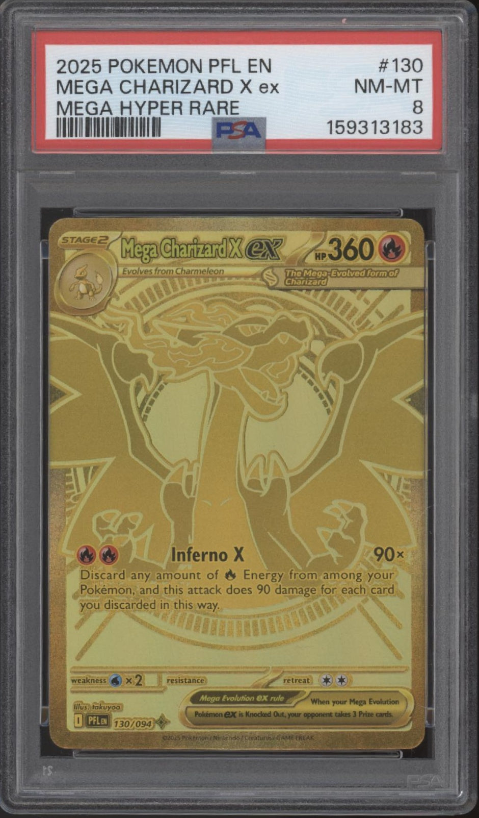 Mega Charizard X ex Pokemon Phantasmal Flames Mega Hyper Rare #130 PSA 8 #1