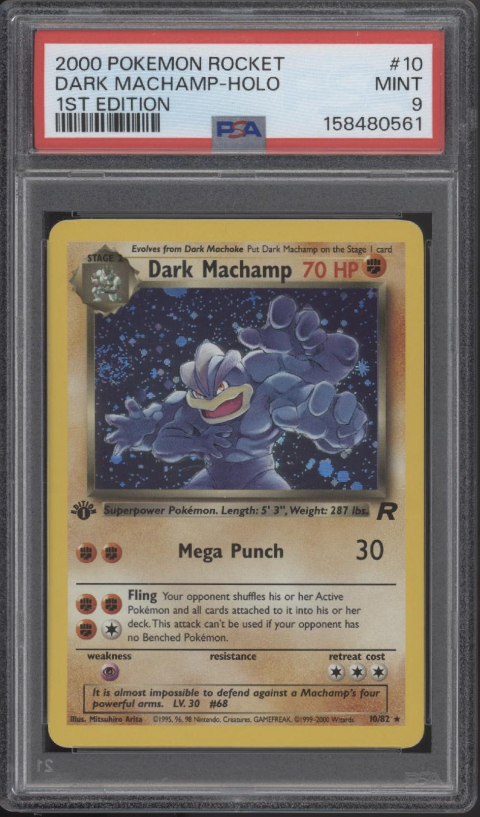 Dark Machamp Pokemon Team Rocket Holo 1st Edition #10 PSA 9