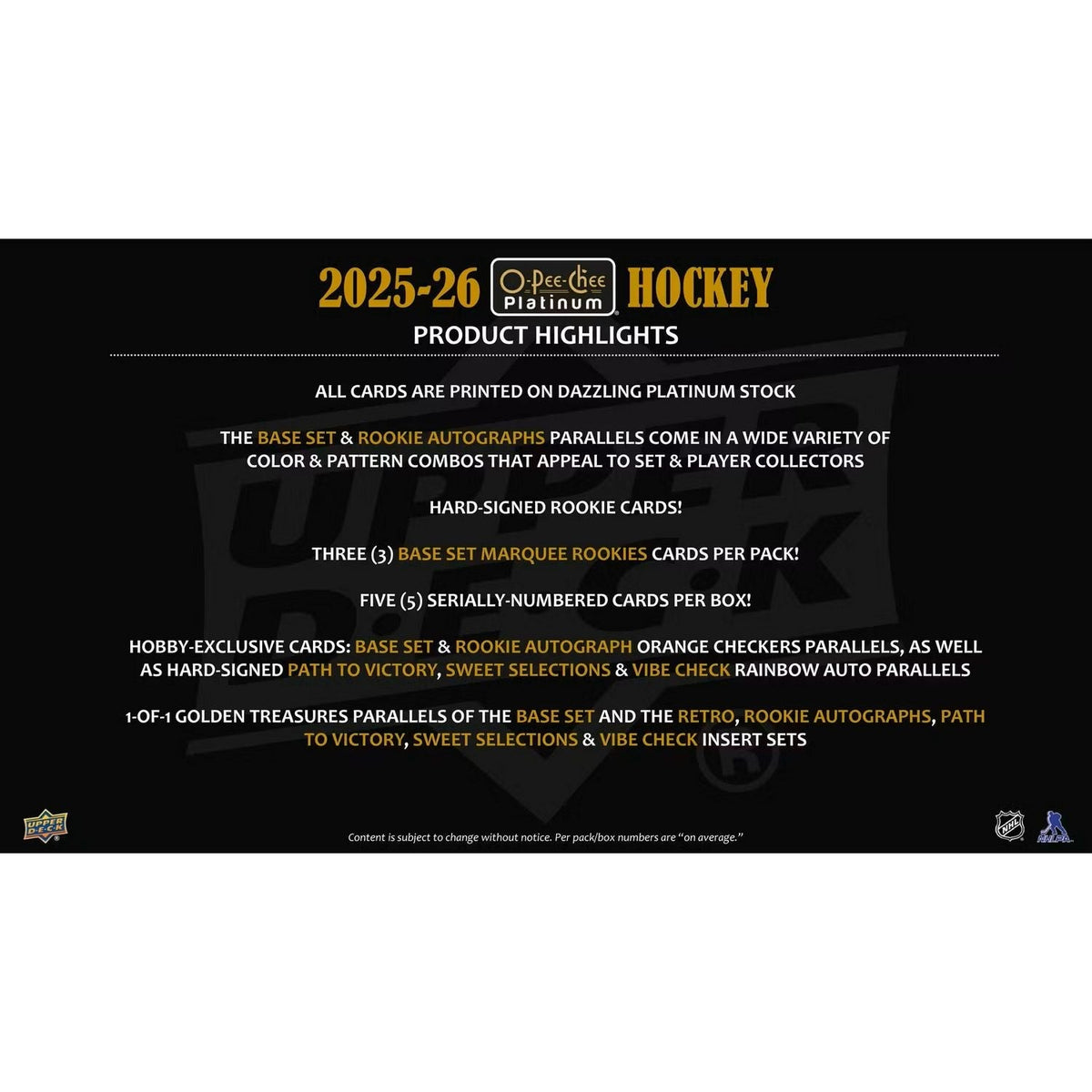 2025-26 Upper Deck O-Pee-Chee Platinum Hockey Hobby Box *Contact Us To Order*