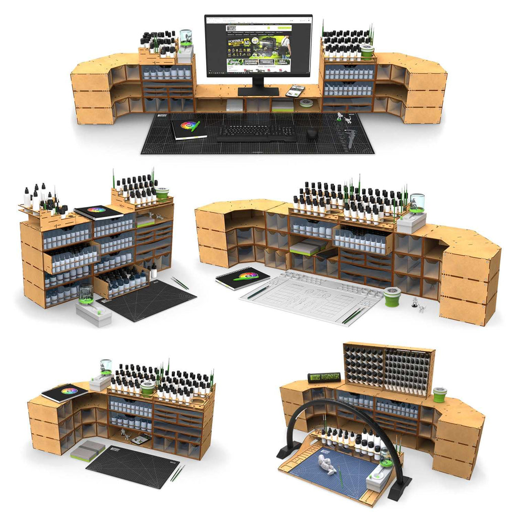 Green Stuff World: Stackable Hobby Drawer Rack with 5 Horizontal Drawers - Natural Wood