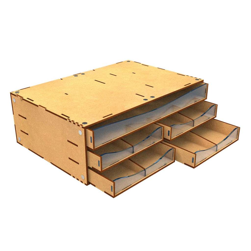 Green Stuff World: Stackable Hobby Drawer Rack with 5 Horizontal Drawers - Natural Wood
