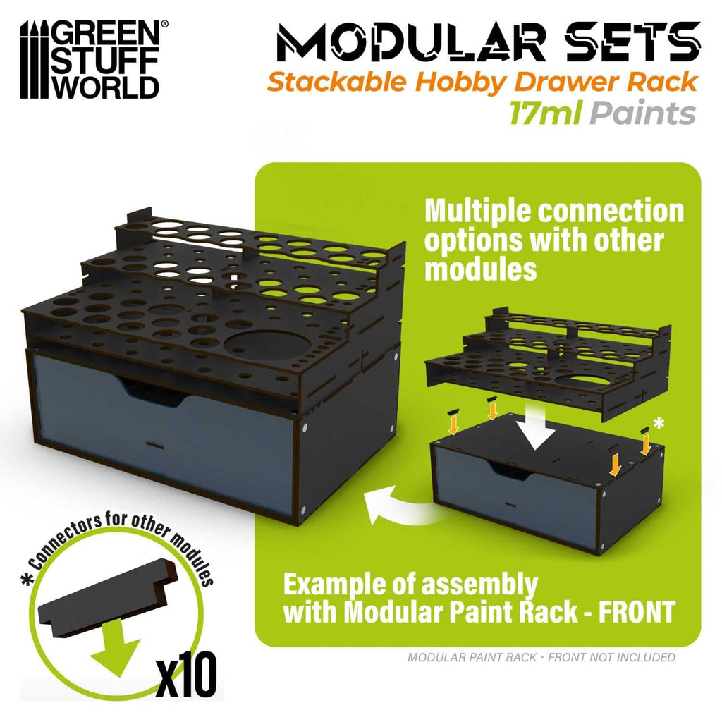 Green Stuff World: Stackable Hobby Paint Rack (17ml) - Black