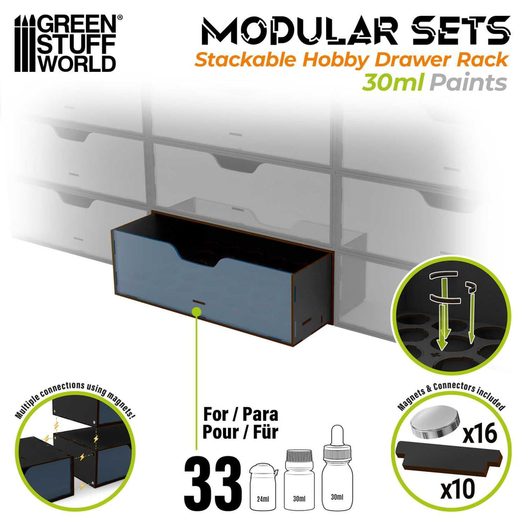 Green Stuff World: Stackable Hobby Paint Rack (30ml) - Black