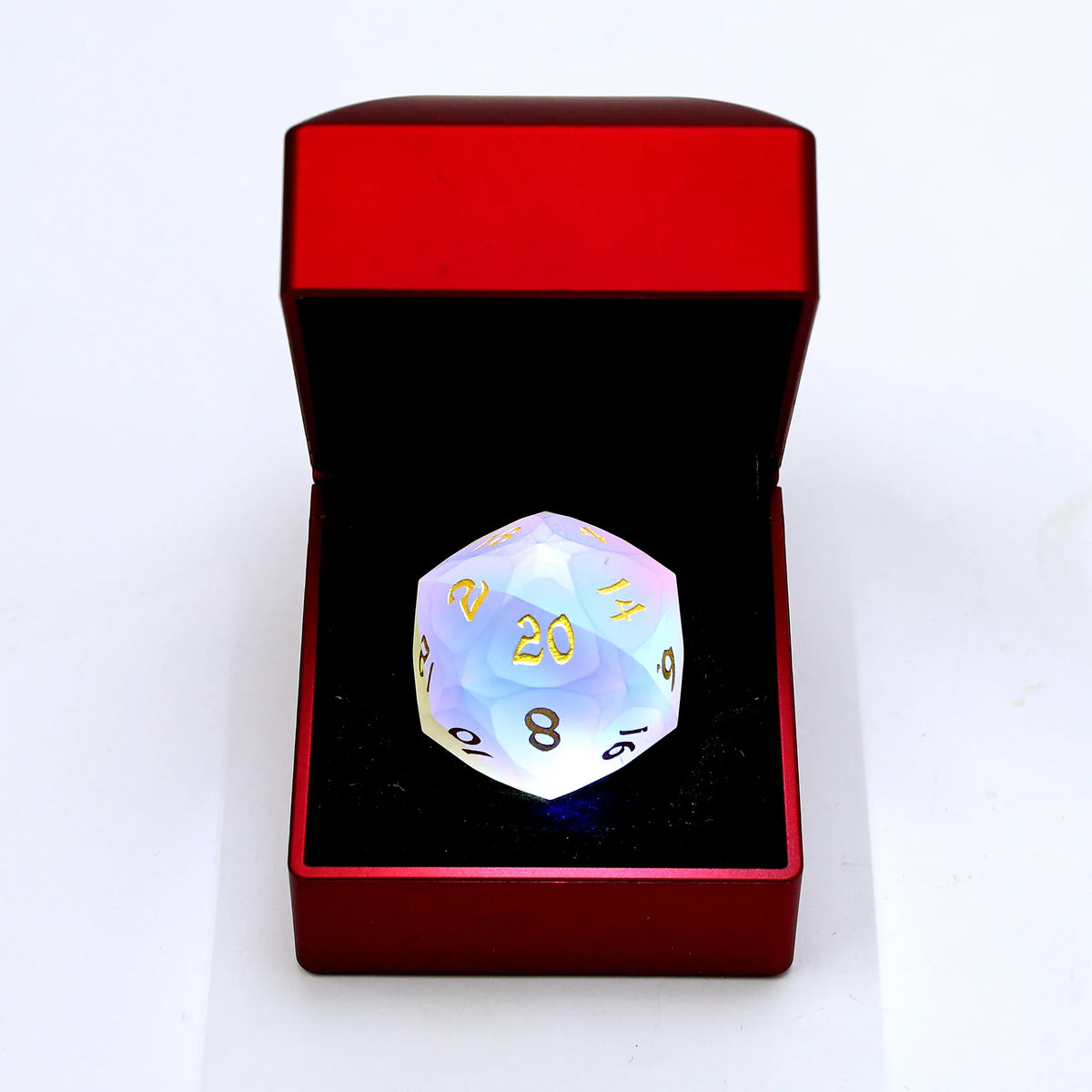 BRB0523020: 30mm Chonk Luster Cut D20 - Frosted Prismatic Crystal