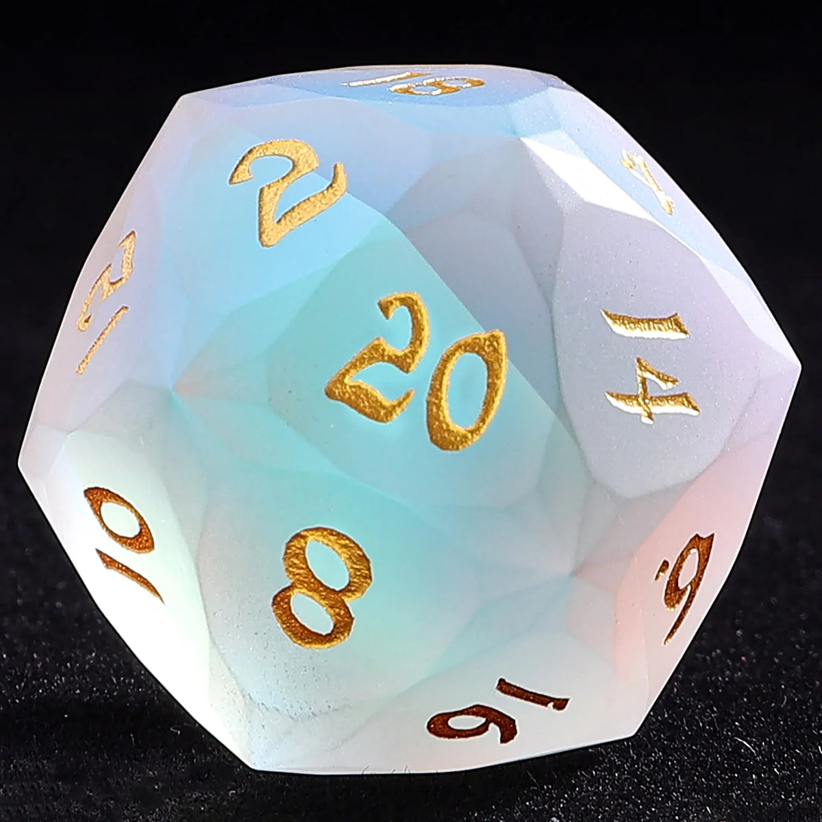 BRB0523020: 30mm Chonk Luster Cut D20 - Frosted Prismatic Crystal