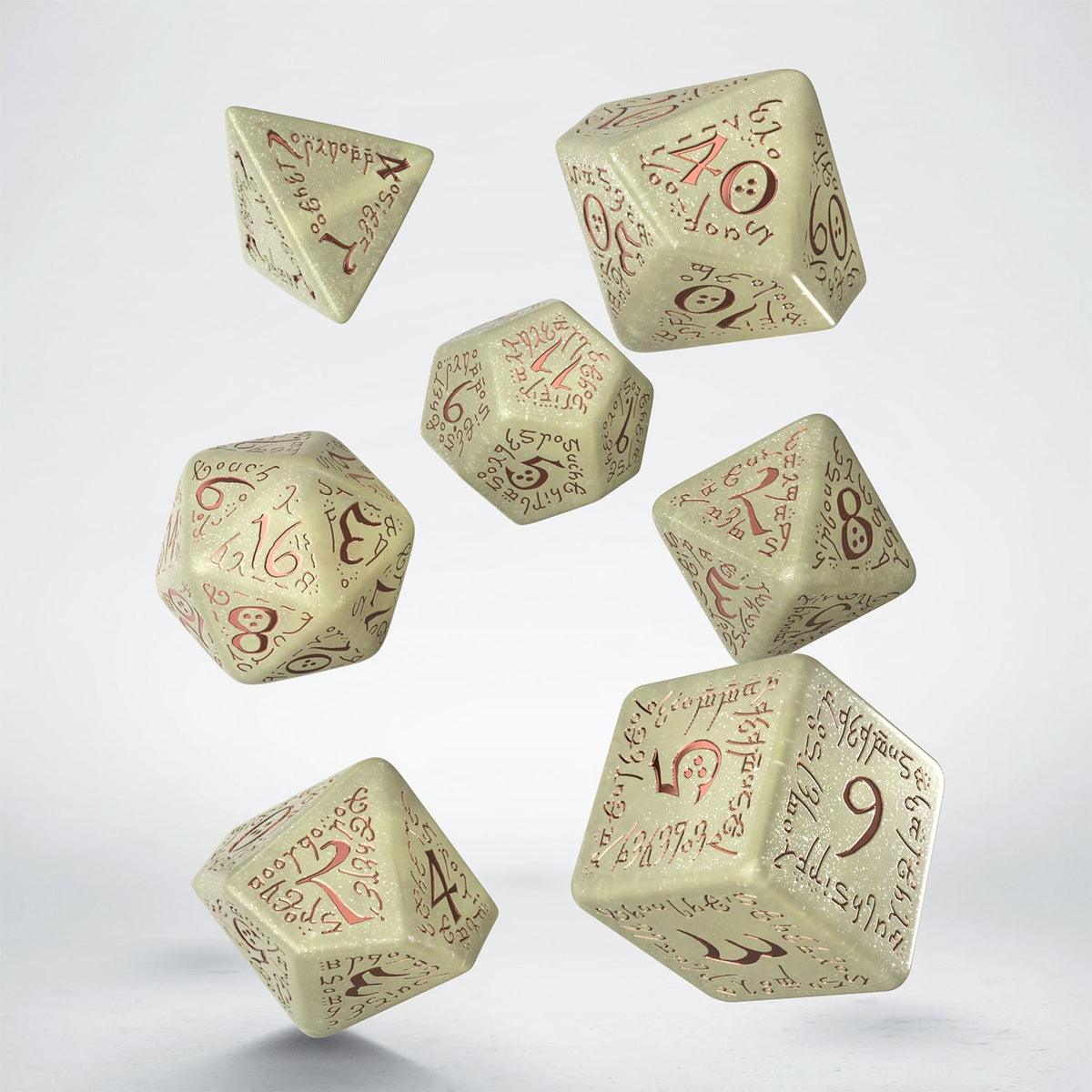 Elvish Shimmering Beige & Copper Jumbo Dice Set
