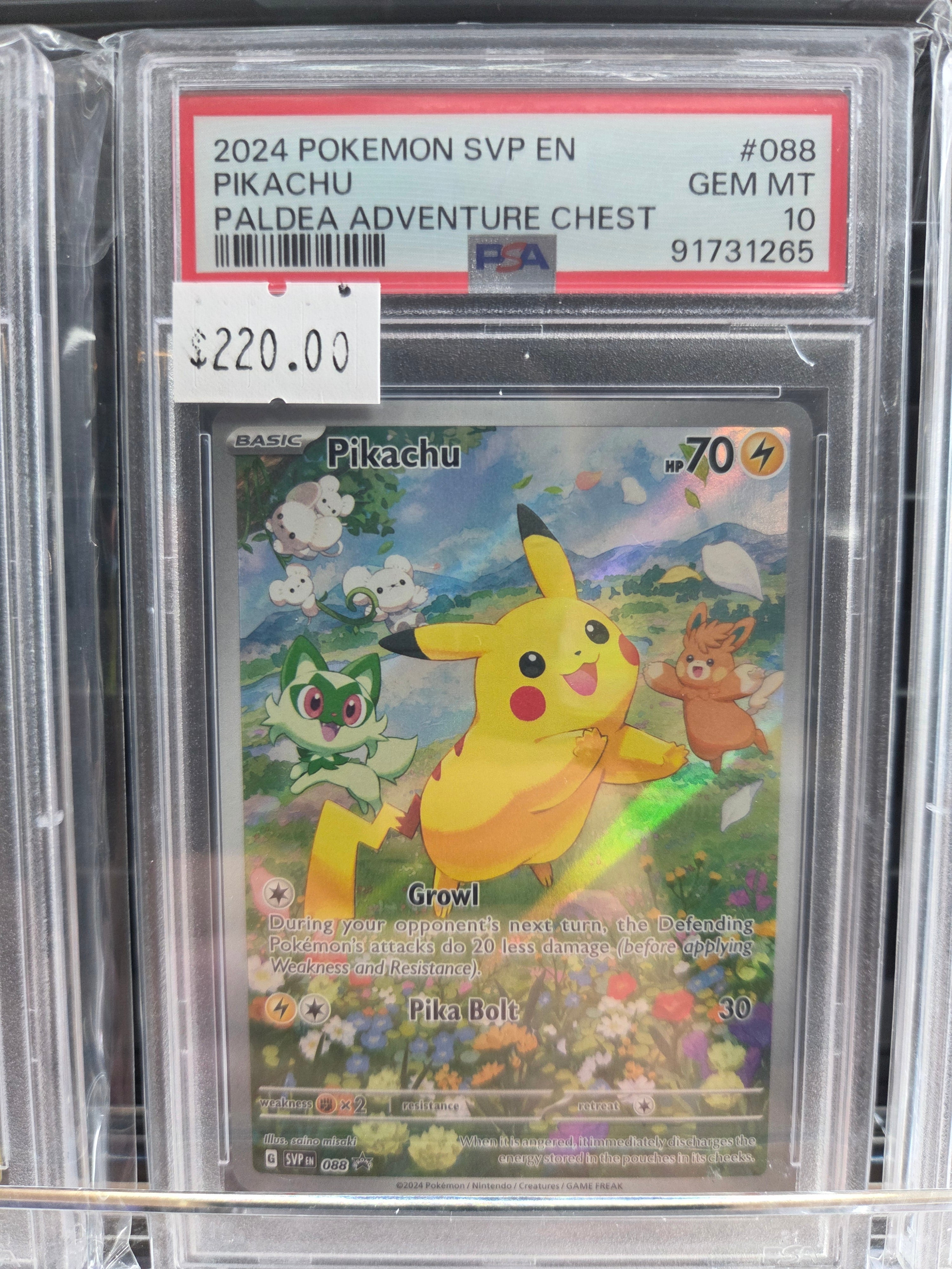 2024 POKEMON SVP EN-SV BLACK STAR PROMO #088 PIKACHU PALDEA ADVENTURE CHEST psa 10